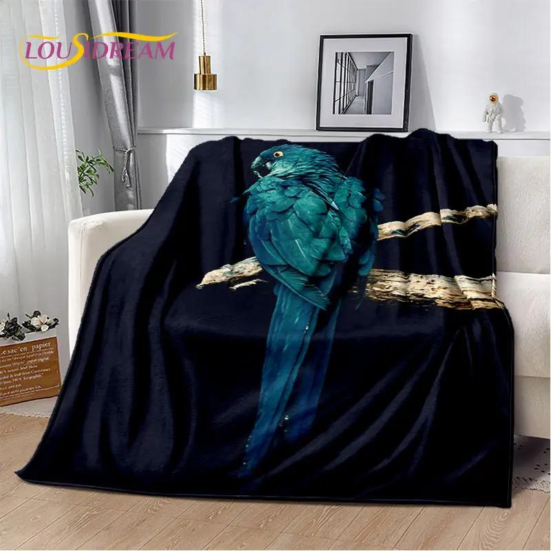 Macaws Colorful Birds Parrot Soft Plush Blanket,Flannel Blanket Throw Blanket for Living Room Bedroom Bed Sofa Picnic Cover Kids