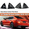 Für Skoda Octavia MK4 Limousine - Auto Heckklappen-Fenster Seitenjalousien Abdeckung Zierleiste Aufkleber Lüftungsschaufel ABS Kohlefaser Schwarz
