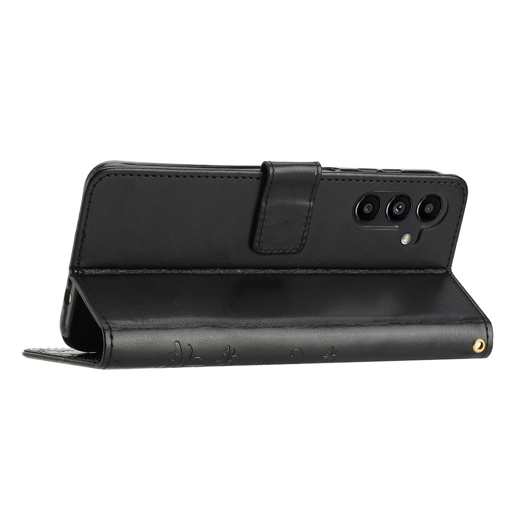 For Samsung Galaxy A54 5G Anti-drop Flower Butterfly Imprinted Flip Phone Cover Shockproof PU Leather Phone Case Wallet Stand