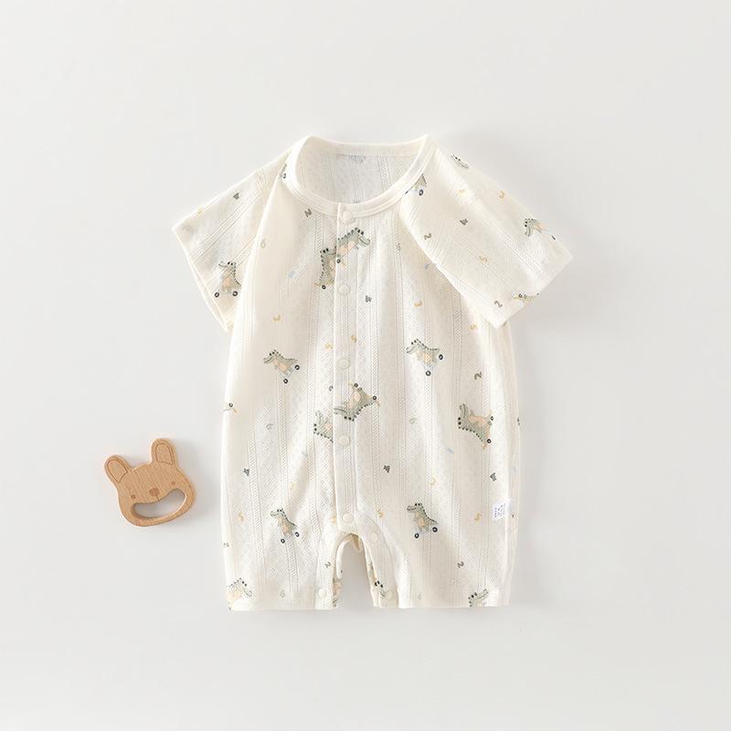 Unisex Antibacterial Cotton Summer Baby Rompers - Short Sleeve Newborn Jumpsuits