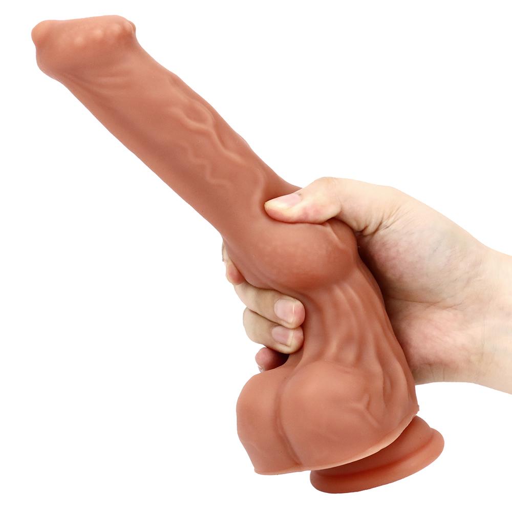 Übergroßer Dildo, realistischer riesiger Penis, riesiger Phallus, langer weicher Silikon-Saugnapf, Analsexspielzeug für Frauen, Vagina-Masturbator