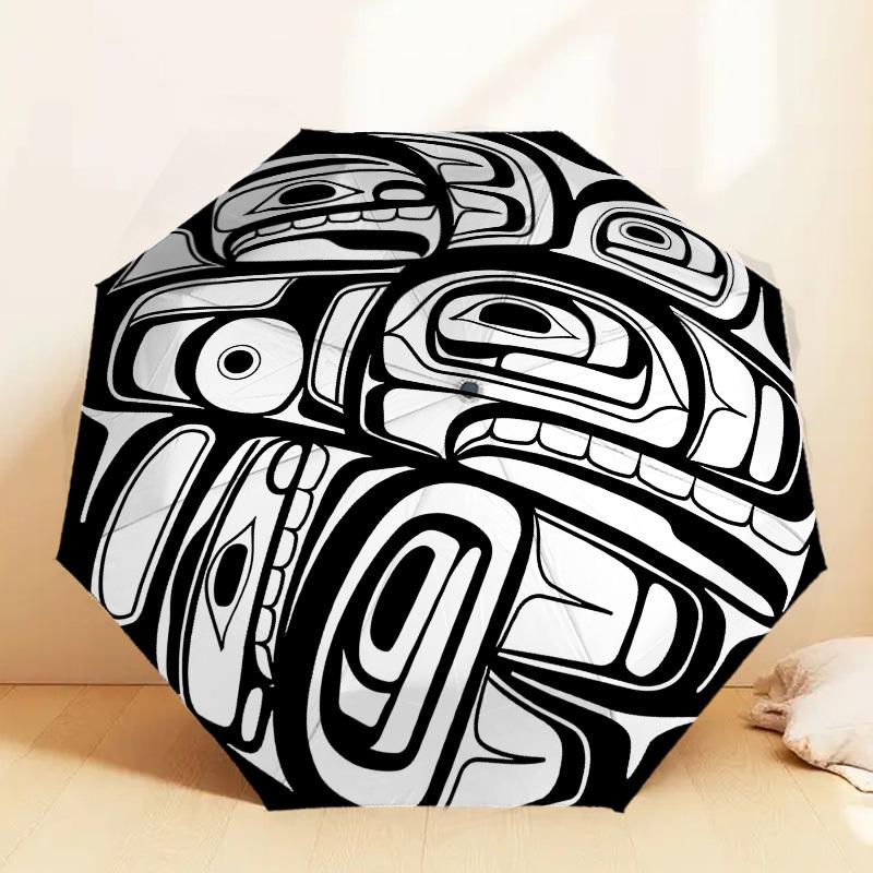 Native American Totem Pole Inspired Umbrella: A Unique Blend of Art and Functionality - Perfect for Outdoor Adventures, Travel Essentials 045