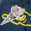 BBC ICECREAM Graphic Embroidered Denim Shorts Mens High Street Straight Leg Fashion Casual
