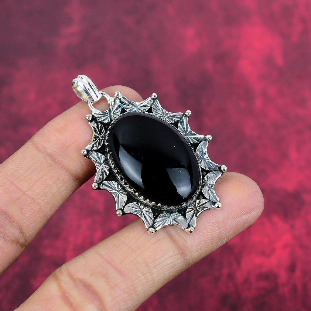 Black Onyx Jewelry, 925 Solid Sterling Silver Pendant Handmade Gemstone Jewelry, Gifts For Wife Brand New Pendant