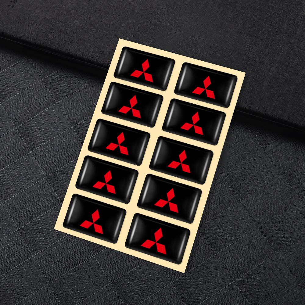 

10Pcs 3D Car Emblem Epoxy Stickers Decor Accessories For Mitsubishi 9 Ralliart EX ASX L200 Colt Outlander Pajero Lancer Eclipse