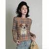 Spring Fashion Animal Dog Print Women's T-shirt Europe America Casual Pullover Women Long Sleeve Clothing Outdoor Street Tees Top
