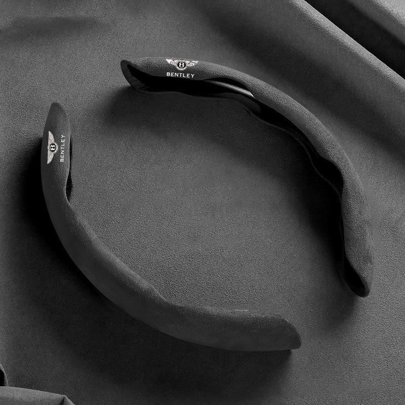 2pcs Suede Leather Car Steering Wheel Cover for New Bentley Flying Spur Continental GT Bentayga Mulsanne Auto Accessories