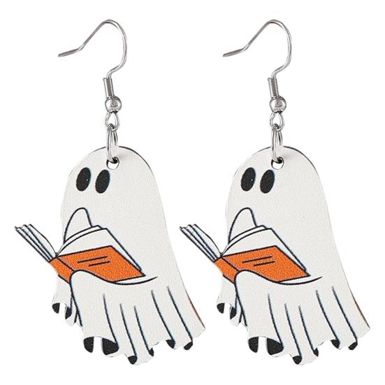 

Серьги в виде привидения на Хэллоуин, серьги в виде деревянного привидения, держащего книгу, украшения для вечеринки на Хэллоуин для женщин, макияж C