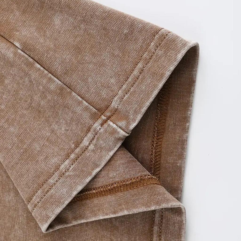 Herren Trendiger Gewaschener Distressed Kurzarm-Shortsanzug Herren Lockerer Freizeitanzug