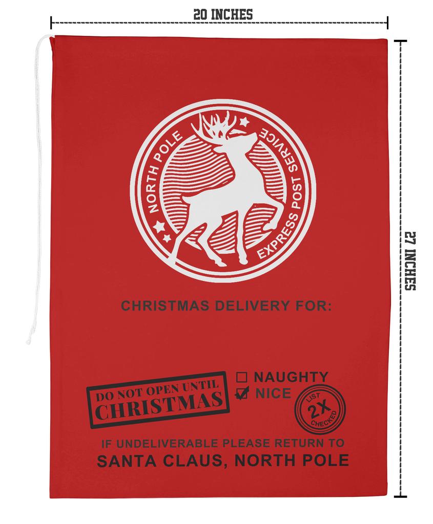 Printtoo Große Kordelzug-Canvas-Tasche, Weihnachtssack, Weihnachtsmann-Geschenksack, individuelles Partygeschenk, 2 Stück, 68,6 x 50,8 cm