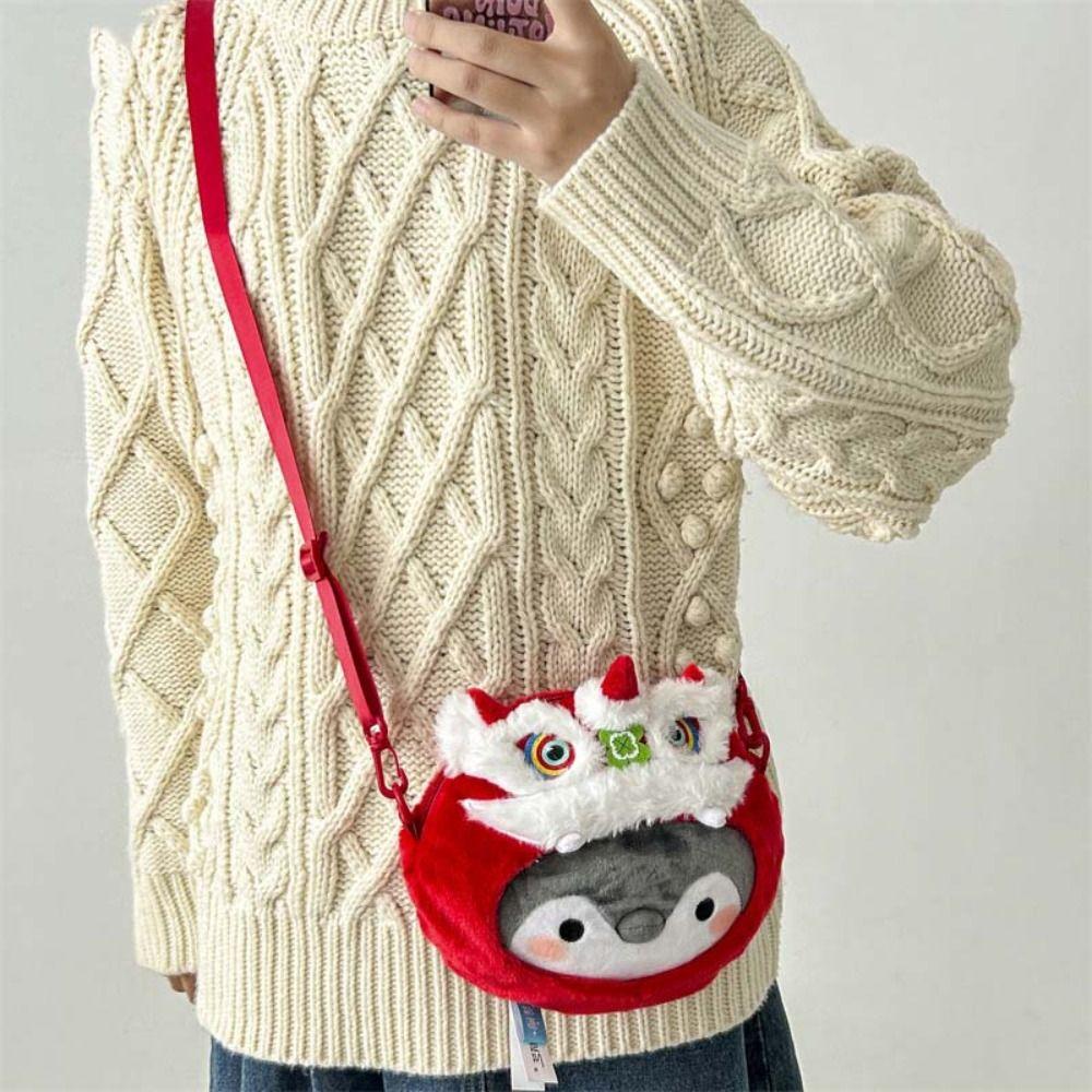 

Snapper Penguin Crossbody Bag Zipper Plush Snapper Fish Doll Kawaii Plush Doll Backpack Outdoor