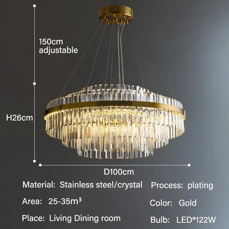 Nordic Luxury LED Crystal Chandelier Restaurant Villa Modern Minimalist Home Decoration Ceiling Light Indoor Lighting Fixtures