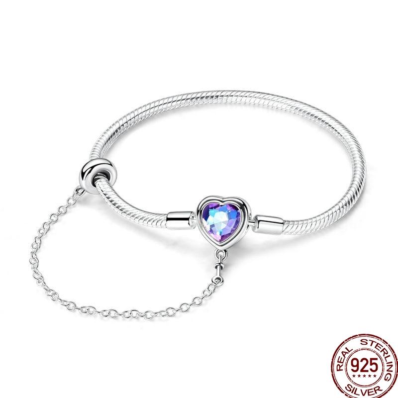 925 Sterling Silver 17-20CM Original Bracelets Heart Moon Sun Clasp Bead Charm Bracelet Fit DIY Charms Beads for Women Jewelrys