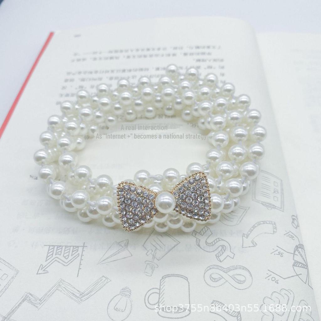 "Korean Style Rhinestone Pearl Waist Chain for Women – Fashionable, Sweet, Elastic Belt"