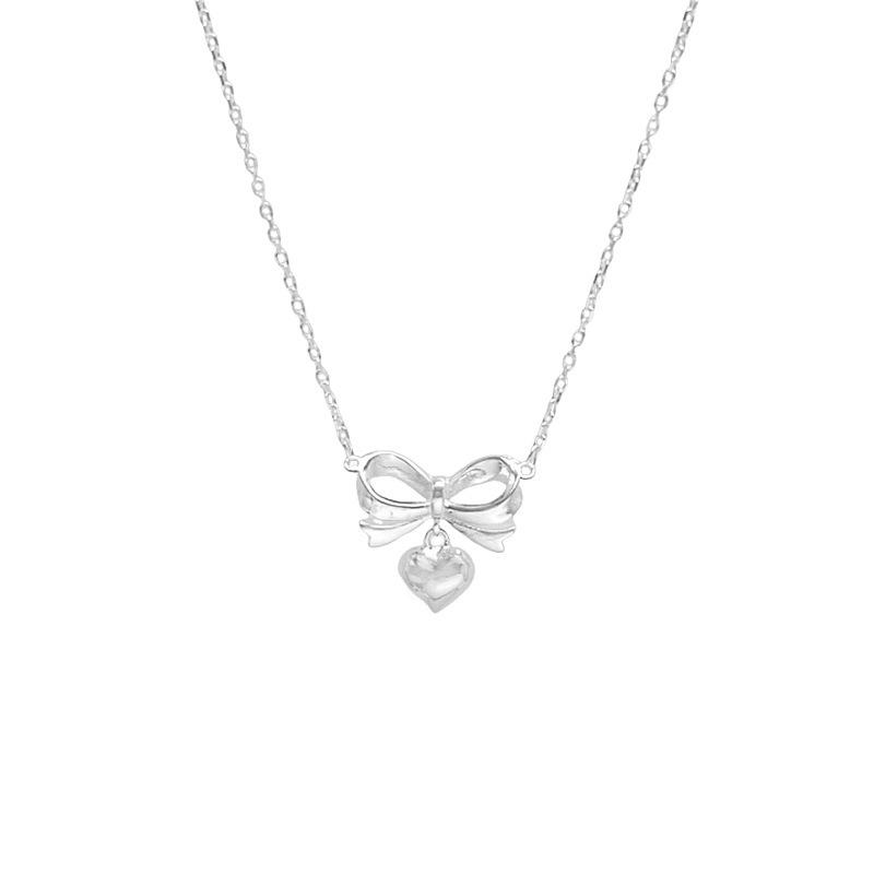 Stylish Heart Bow Knot Clavicle Necklace for Women