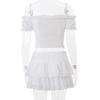 Women's Off-Shoulder Ruffle Mini Skirt Set - Sexy French Style Top with Sweet and Spicy Flair
