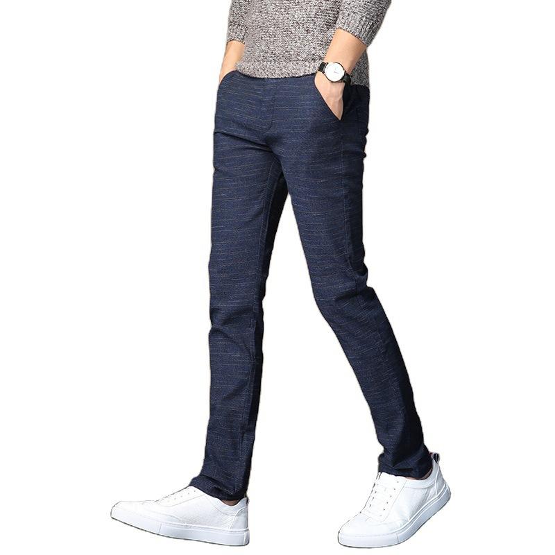 Summer New Casual Trousers Male Slim Korean Version of The Trend of Grinding Cotton Linen Trousers Men's Youth Small Straight Trousers