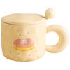 Milk fufu cute ceramic cup girl high value mug with lid spoon dormitory couple office coffee cup