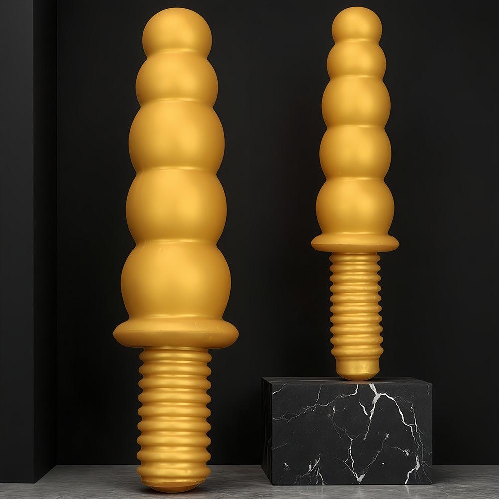 Extra Large Gold Silicone Threaded Vibrator Anal Plug Anal Diverter Dildo Sex Toy Realistic Penis Big Dick