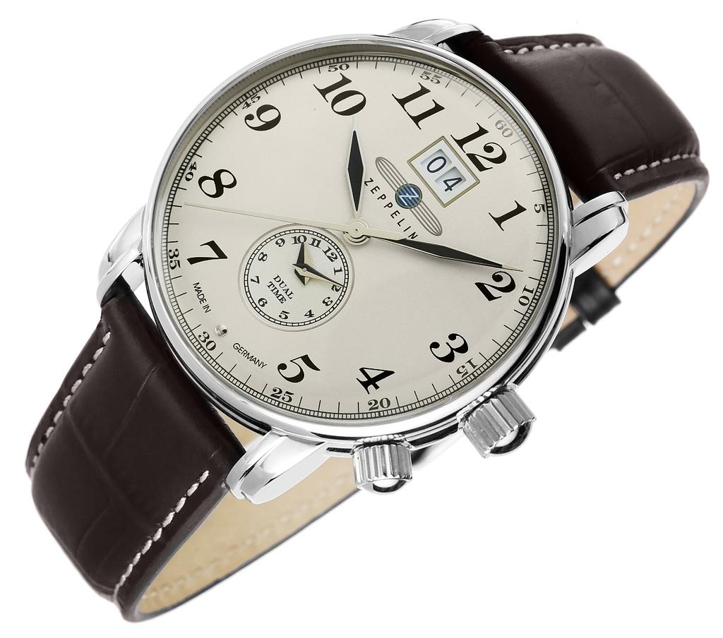 Herrenuhr ZEPPELIN LZ127 Graf Zeppelin Dual Time 7644-5 + BOX