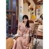 Rou8Ao Plus-Size Women's French-Style Pink Polka Dot Dress 2026 Summer Slim-Fit Elegant Long Dress