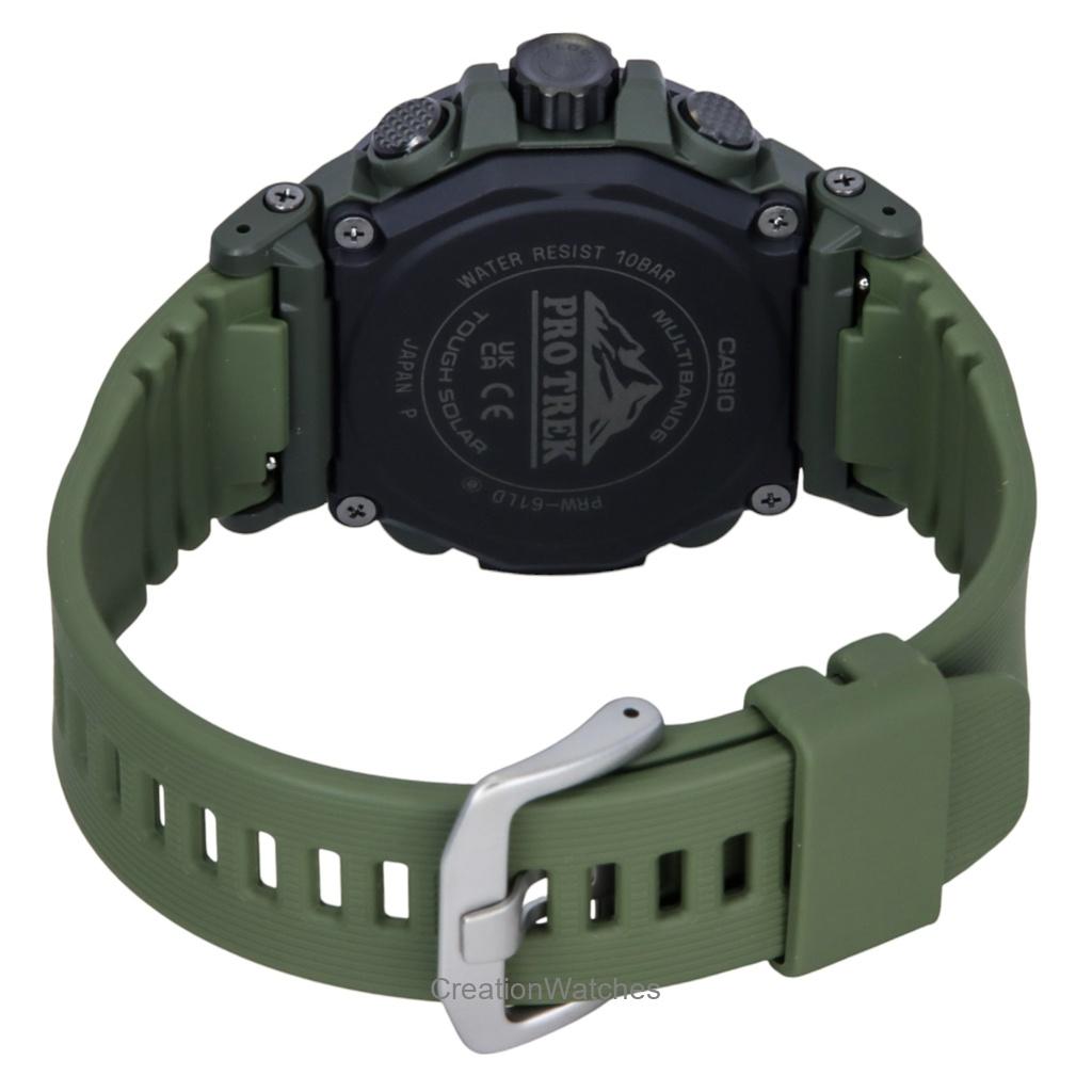 Casio Pro Trek Analogowo-cyfrowy pasek z żywicy biobazowej biała tarcza solarny PRW-61LD-3 100M zegarek męski