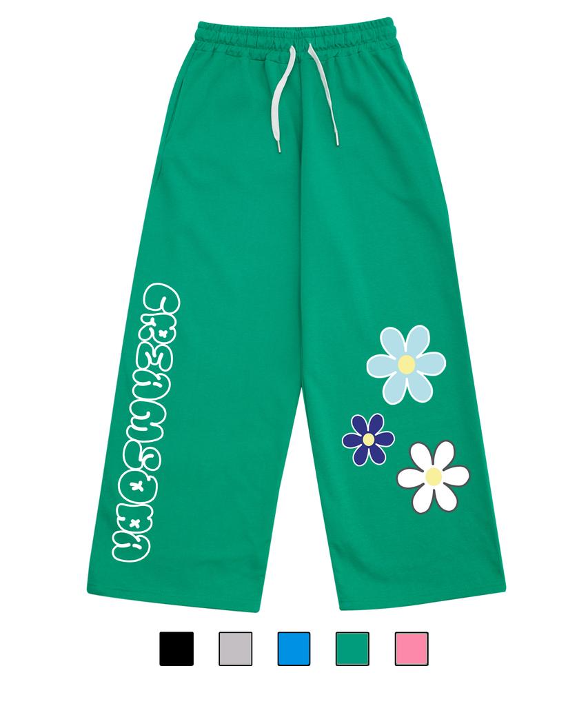 CREAM SODA LAB 3 Flower Wide Elastic Pants