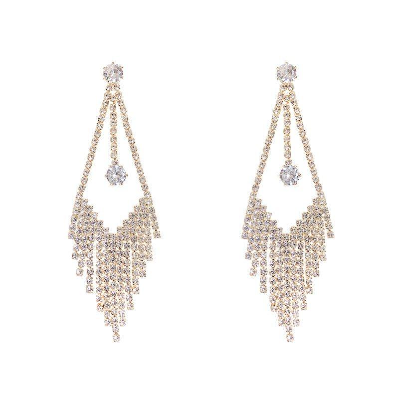 2025 New Luxury Rhinestone Crystal Long Tassel Earrings for Women Bridal Drop Dangling Earrings Party Wedding Jewelry Gifts