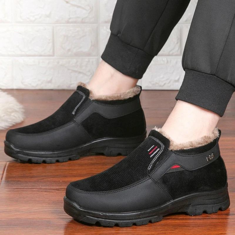 2025Winter Boots for Men Fashion Outdoor Casual Platform Boots Plush Warm Snow Boots High Top Cotton Shoes Men's Ankle Booties
