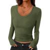 Women's Casual Fashion Deep V Neck Slim Fit Cropped Outing Top