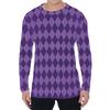 Simple Argyle Pattern Men's T-shirts Fashion Casual 3D Printed Long Sleeve T-shirts Loose Round Neck Streetwear Pullovers