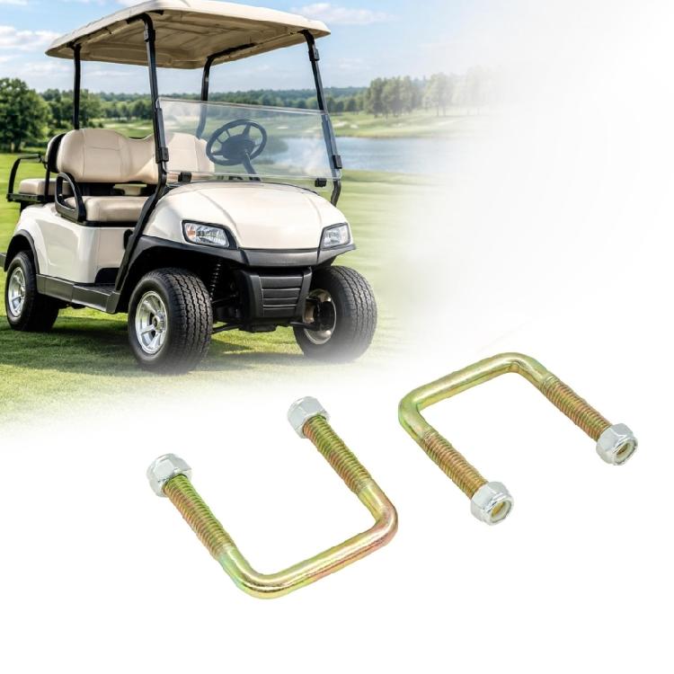 Golf Cart Replacement U-Bolt 1Pair with Metal Construction for Nut-Tightened Fastening during Installation and Golf Cart Maintenance