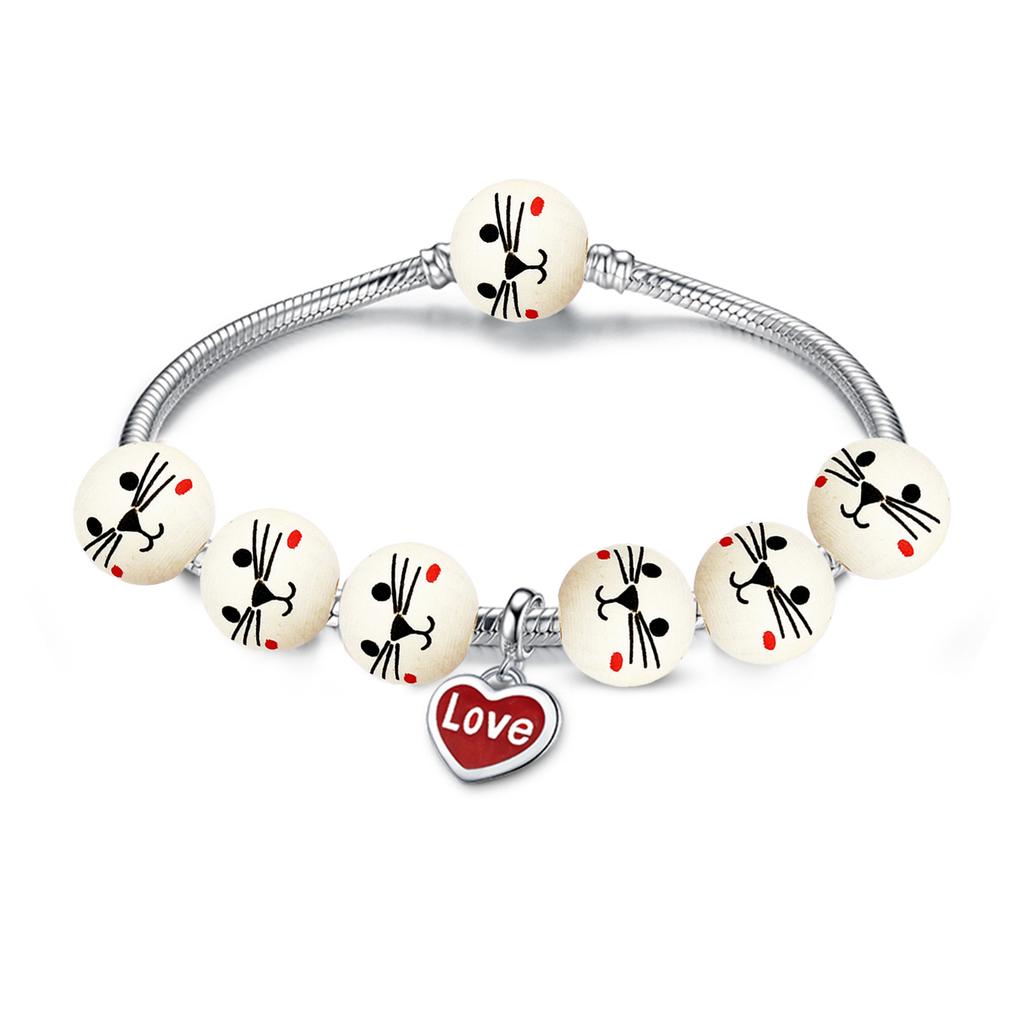 50 Stück Holzkugeln mit Loch für DIY Deko Basteln Naturholzperlen zum Basteln Holzperlen mit Gesicht Lächeln Holzperlen