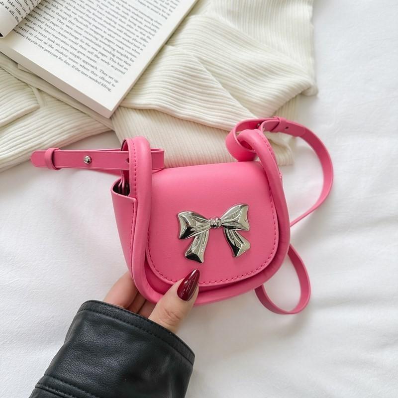 Cute Mini Crossbody Bag For Kids And Adults Stylish Bowknot Shoulder Bag Lightweight Pu Material