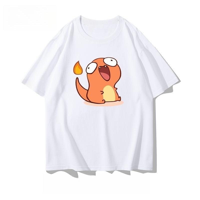 Pokmon Anime Qversion Creative Cotton Tshirt Summer New Item Womens Plus Size Tshirt Y2K Loose Casual Short Sleeved Top
