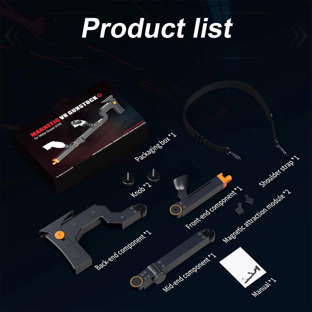 Adjustable VR Gunstock Magnetic Attachment for Meta Quest 3/Quest 3S Controller Grips
