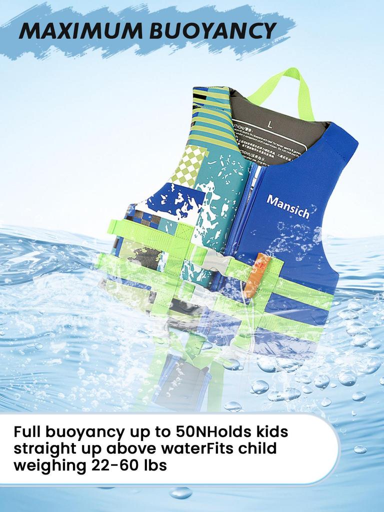 Children's Neoprene Life Jacket - Beginner Buoyancy Vest for Swimming and Water Park Safety