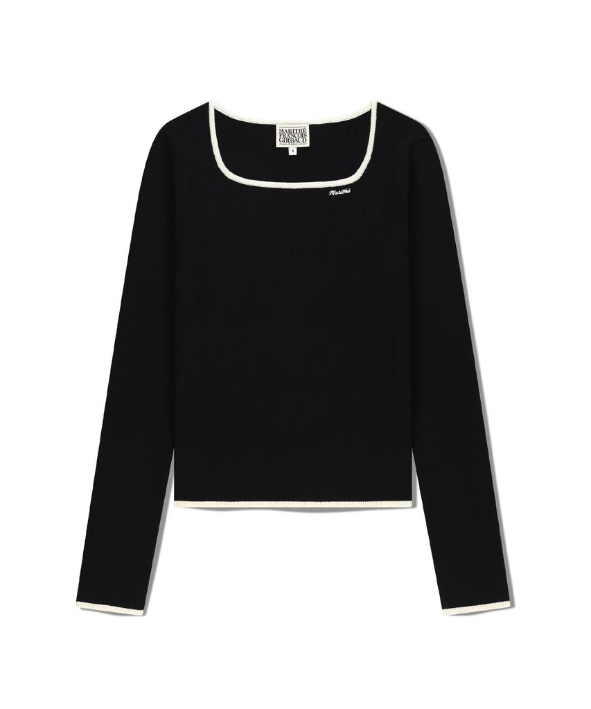 Malittepeulangsowajeobeo W Color Point Square Neck Knit Pullover Black