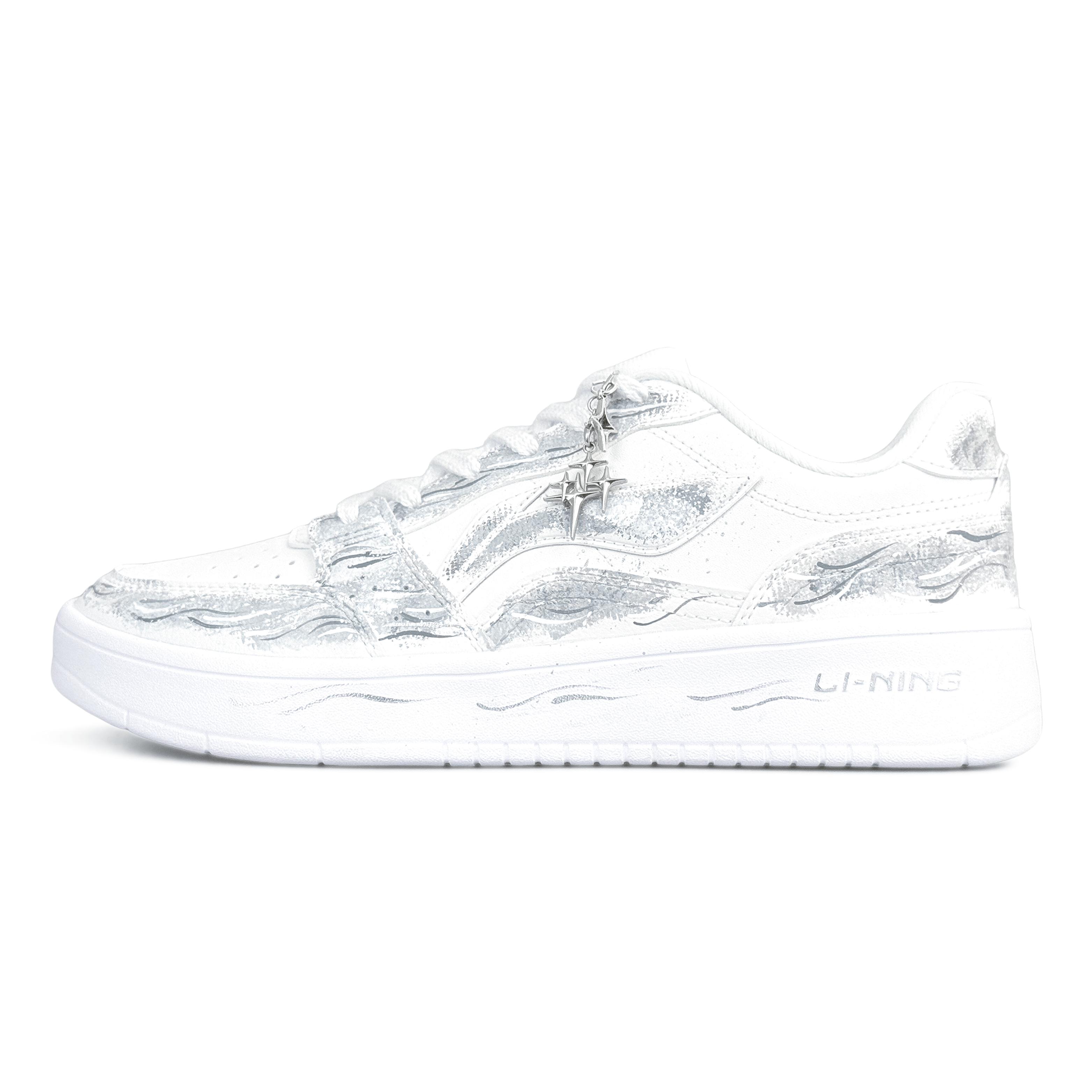Li Ning Sycee Устойчивые к истиранию Амортизирующие Нескользящие Низкие Кеды для Скейтбординга Мужские Серебристо-белые AGCT339-6(Команда1324-) 39
