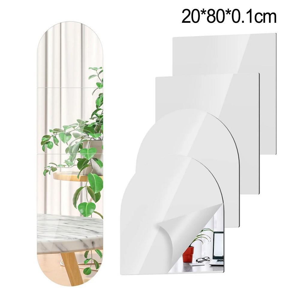 Flexible Wall Mirrors Set of 4 Soft Acrylic Rounded Squares for Home Use