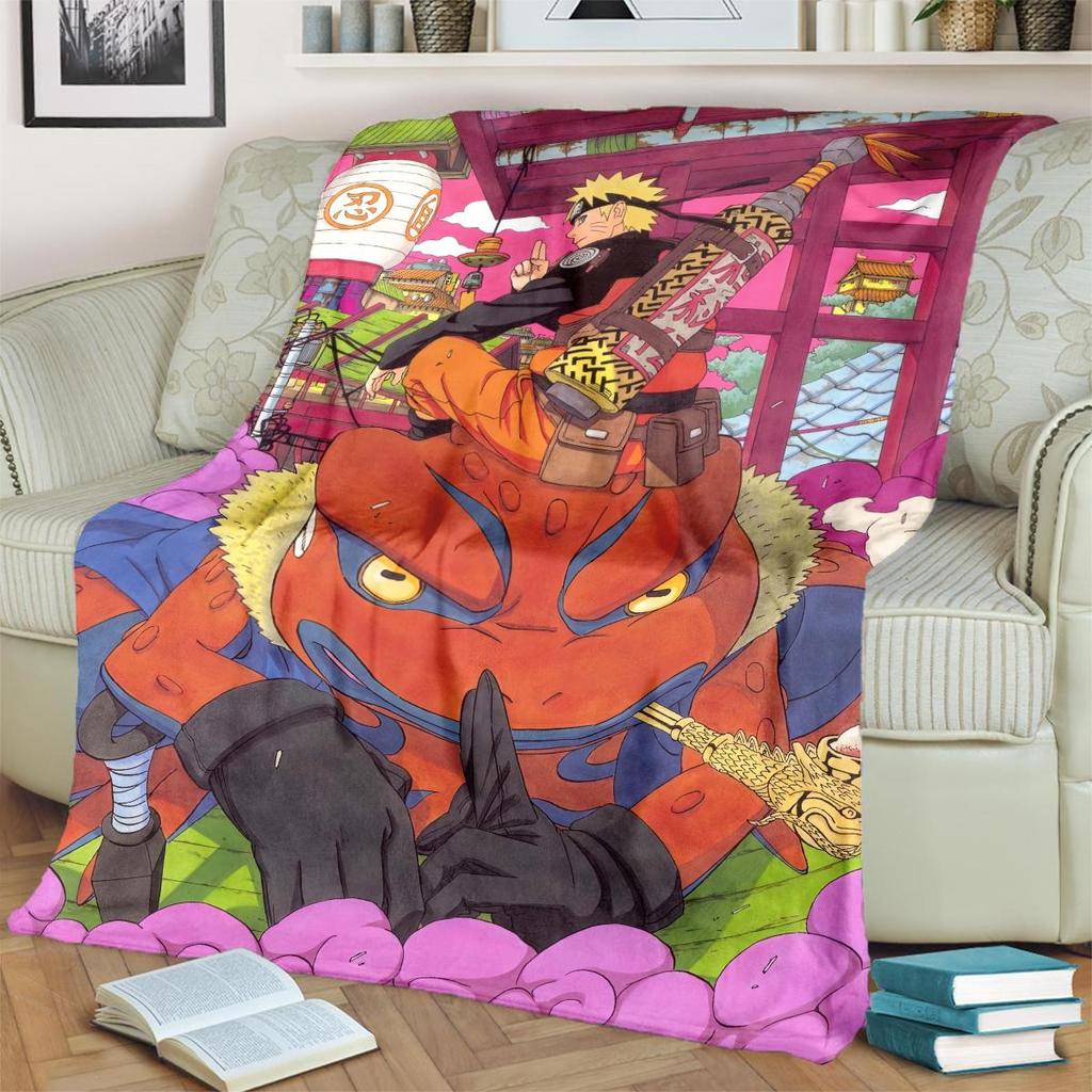 Anime-Naruto Print Blanket Warm Comfortable Flannel Blanket for Bedrooms, Sofas, Beds, Chairs, Picnics, Travel -LXR68