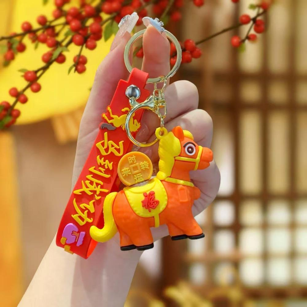 Cartoon Horse Keychain Rotating Pony Doll Zodiac Pony Bag Hanging  Year of The Horse