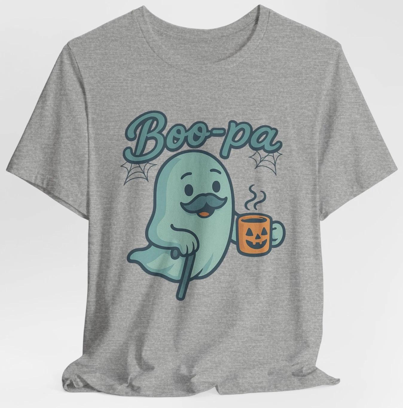 Boo-pa Halloween Grandpa Ghost T-Shirt Funny Papa Pumpkin Coffee Tee XL