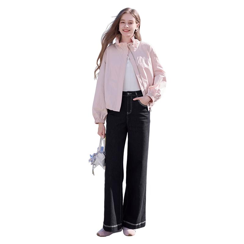 

Xiangying Women s Wood Ear Edge Loose Short Jacket S