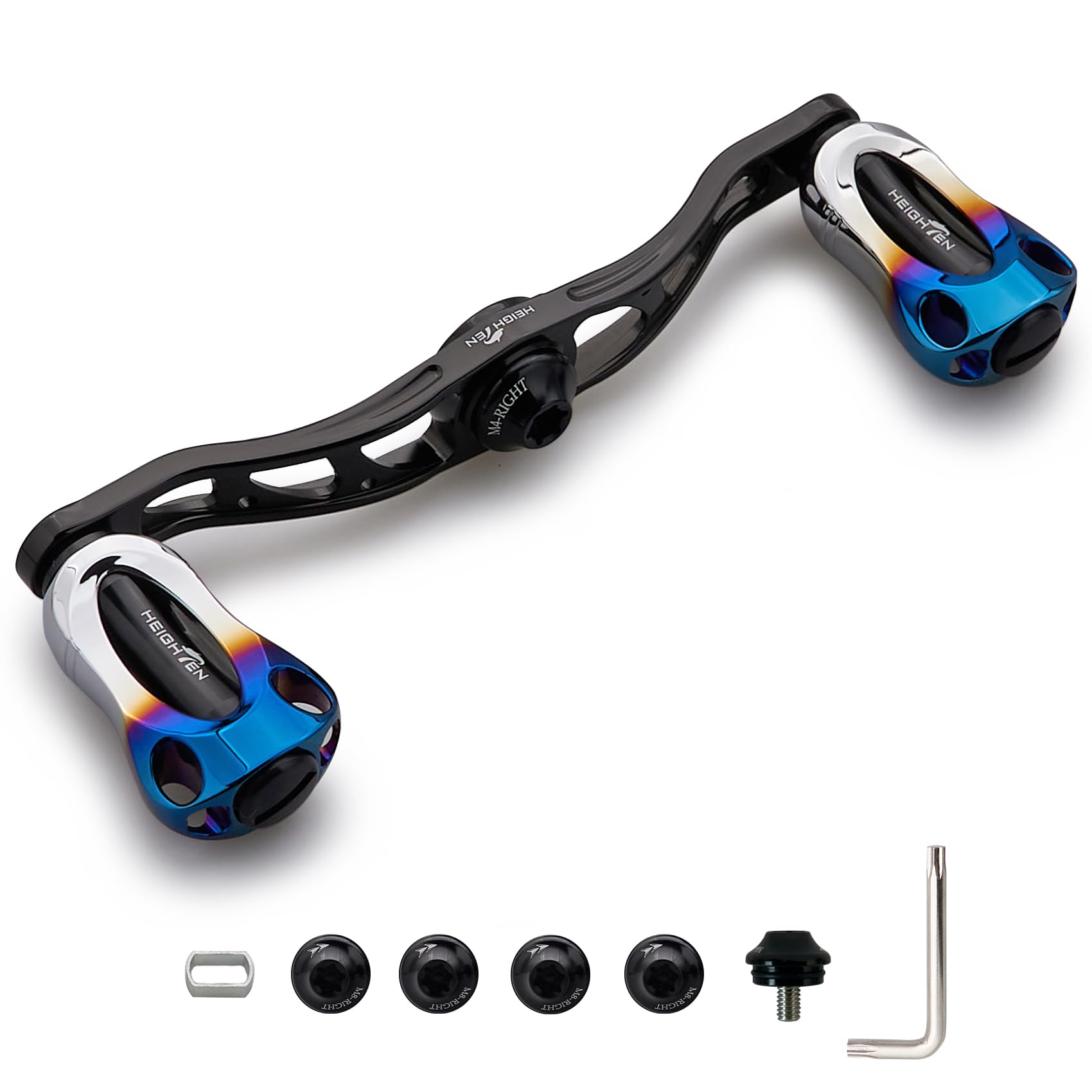 

HEIGHTEN Рукоятка катушки с кнобом 22 мм для универсальных бейткастинговых катушек Abu серии Aurora 88/90/105/115 мм Shimano, Daiwa, (105мм - Черный) (219)