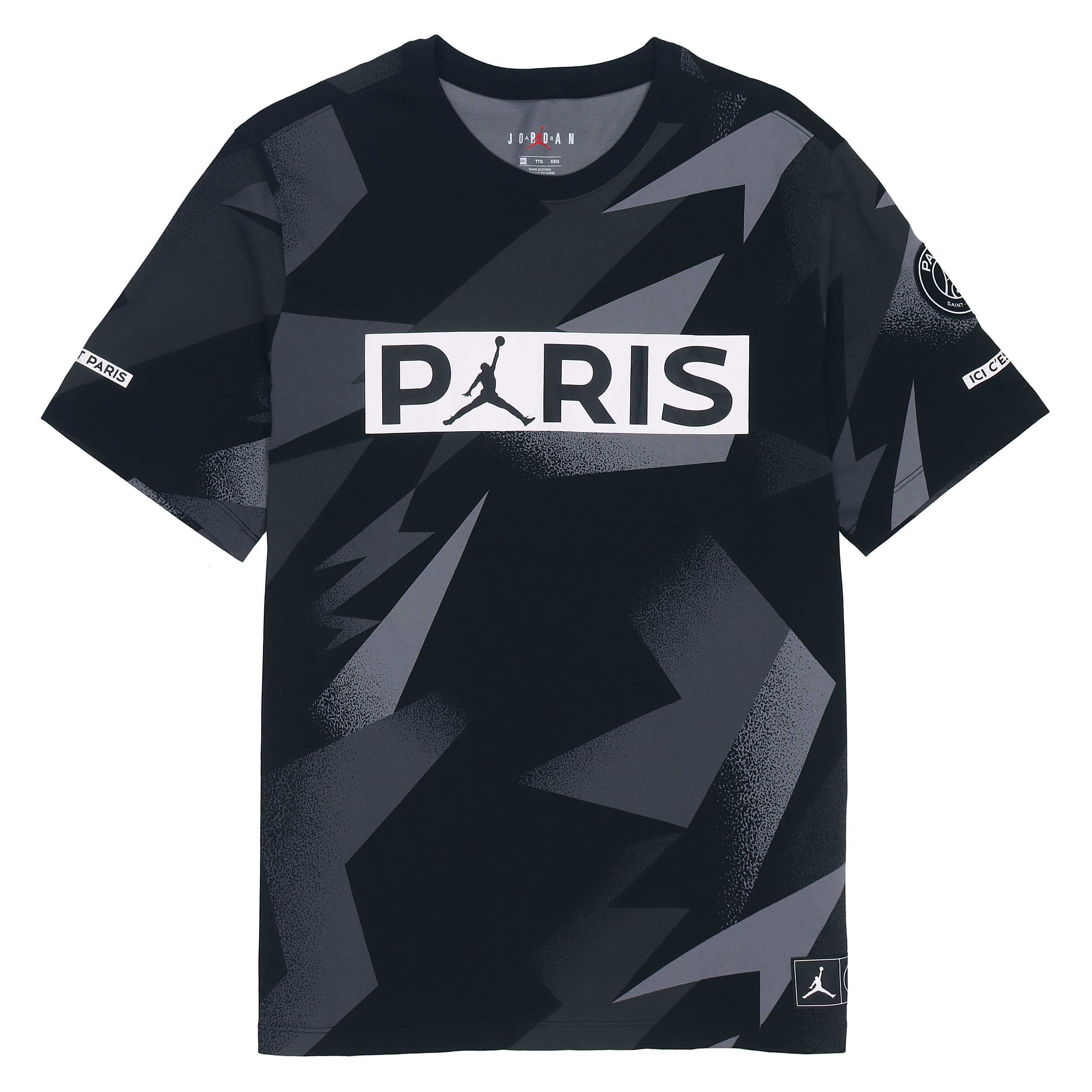 

Чорно-сіра футболка з принтом Air Jordan x Paris Saint-Germain BQ8387-010 XL