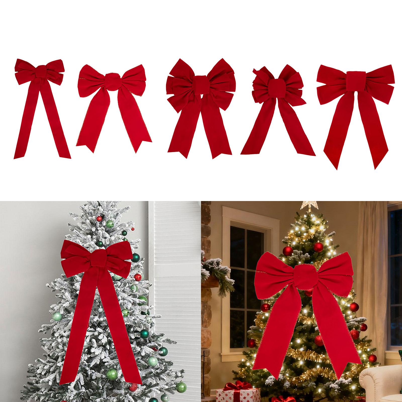 Velvet Bow Large Christmas Bow Xmas Decor Bowknot Decorative Ornament Supplies Red Bow Decor for Home Party Holiday Christmas 34cm