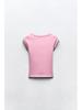 Women's Summer Sweet & Spicy Slim Fit Round Neck Ribbed Cotton T-Shirt, Short Sleeves