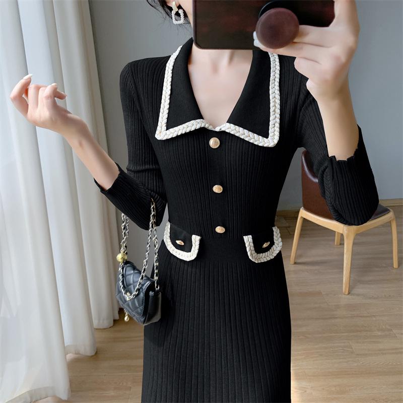 Qianjin Xiaoxiang Style Knitted Sweater Dress - 2023 Autumn/Winter Collection