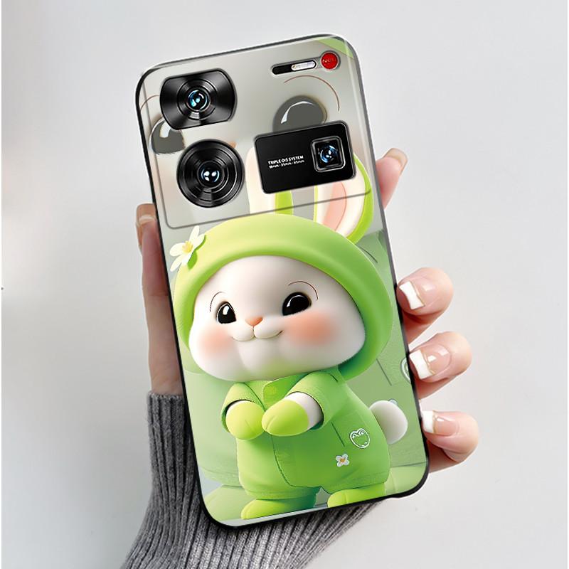 Case For ZTE Nubia Z60 Z70 Z70S Z50 Ultra Cute Love Heart Rabbit Matte Black Soft Silicone Cover For Nubia Z60Ultra Fundas Shell
